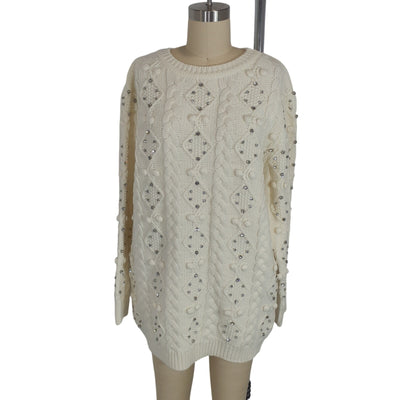 Retrofête Embellished Cream Maple Sweater Size XS NWT