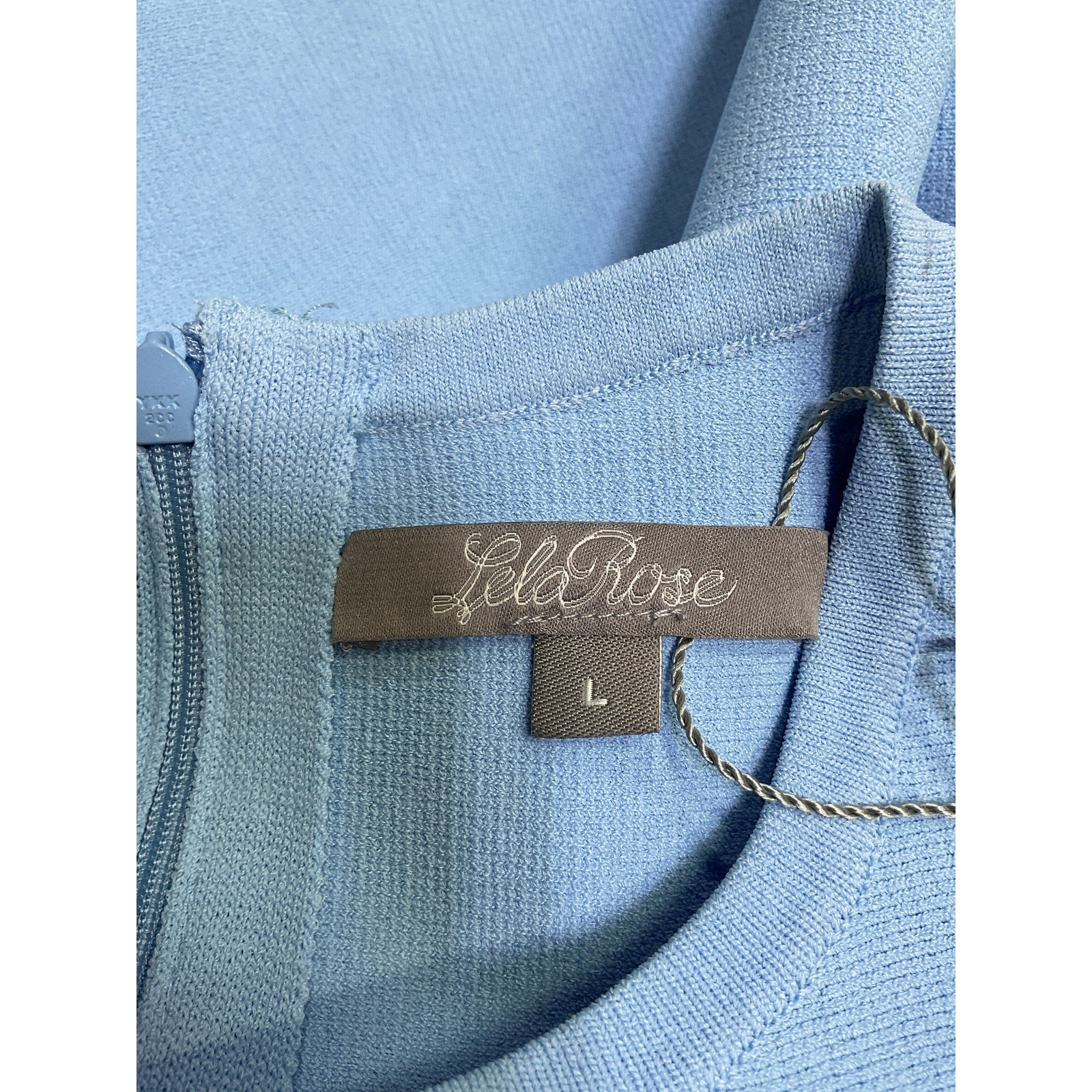 Lela Rose Detail Knit Blue Viscose Penelope Dress Size L - NWT