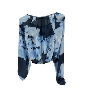 Ramy Brook 'Aria' Blue Polyester Long Sleeve Blouse Size XS