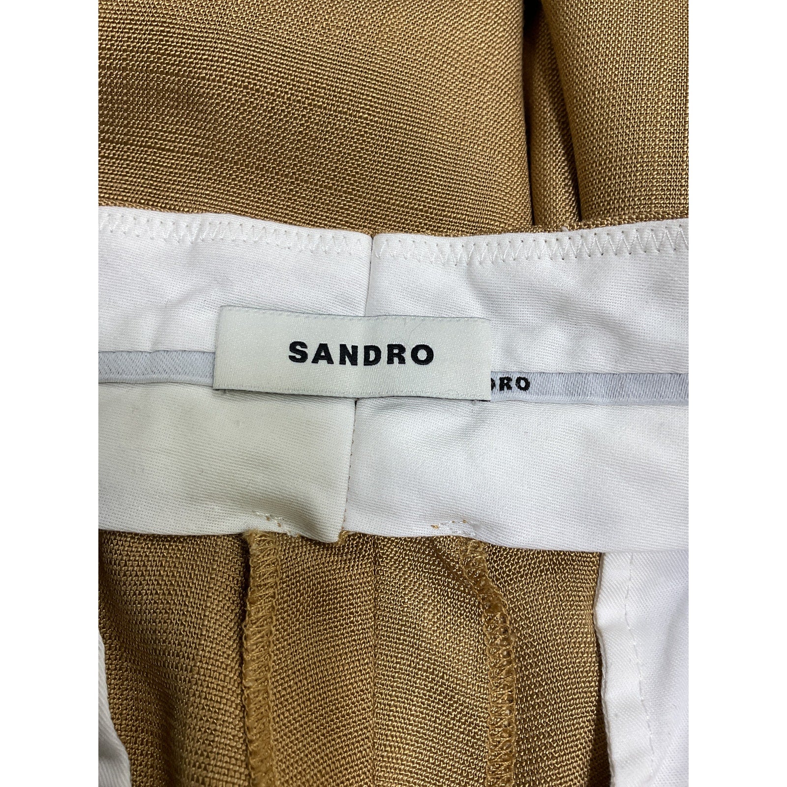 Sandro Tailored Tapered Beige Viscose Trousers Size 36