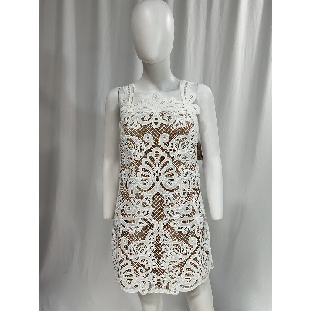 Self-Portrait 'Guipure' White Lace Sleeveless Mini Dress Size 2 - NWT