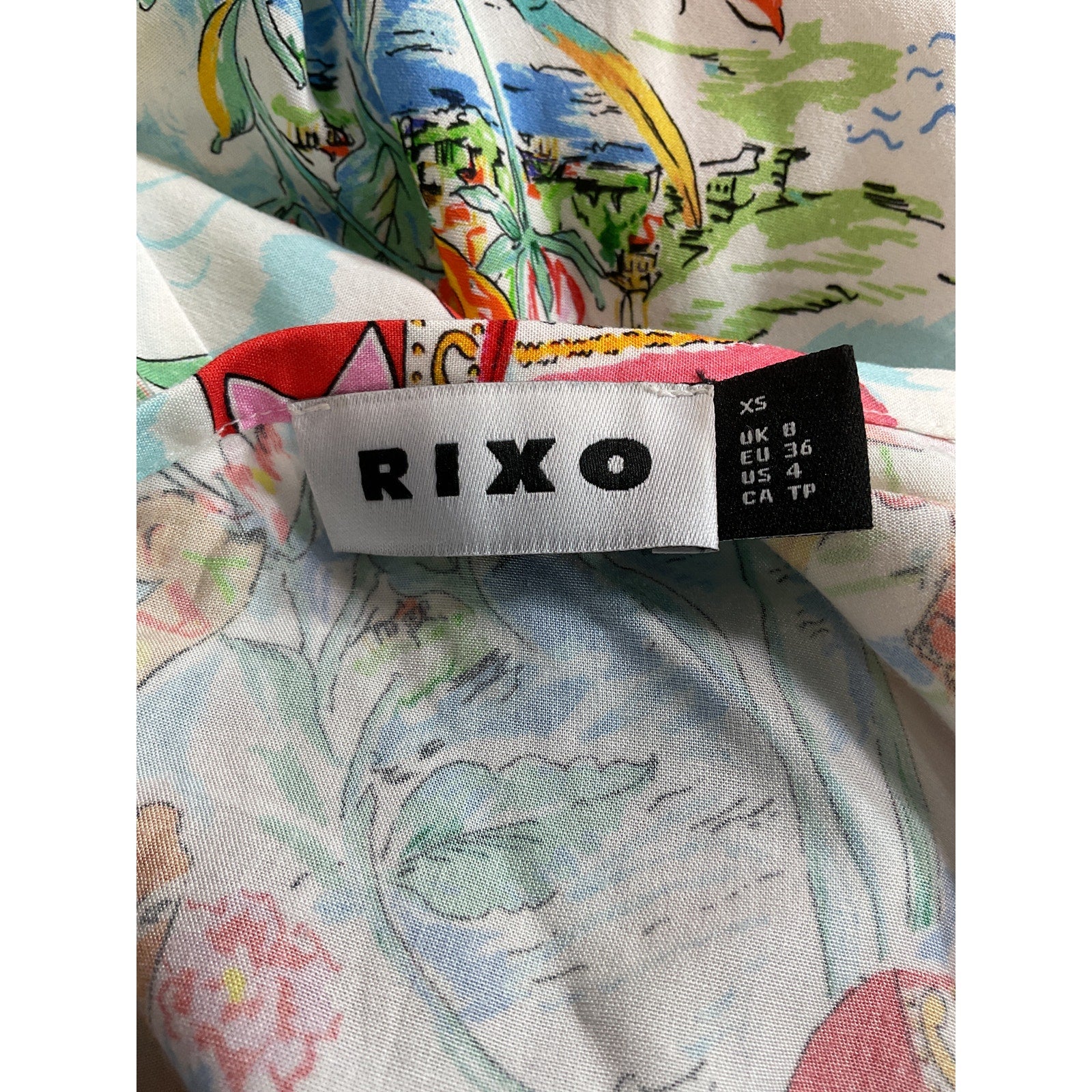 Rixo 'Kelly' White Printed Voile Midi Skirt Size 4