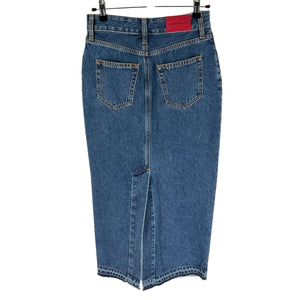 Alessandra Rich Embellished Blue Denim Midi Skirt Size 25 NWT