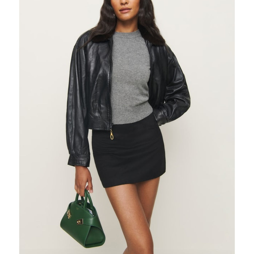 Reformation 'Petites' Black Polyester Buxton Skirt Size 4