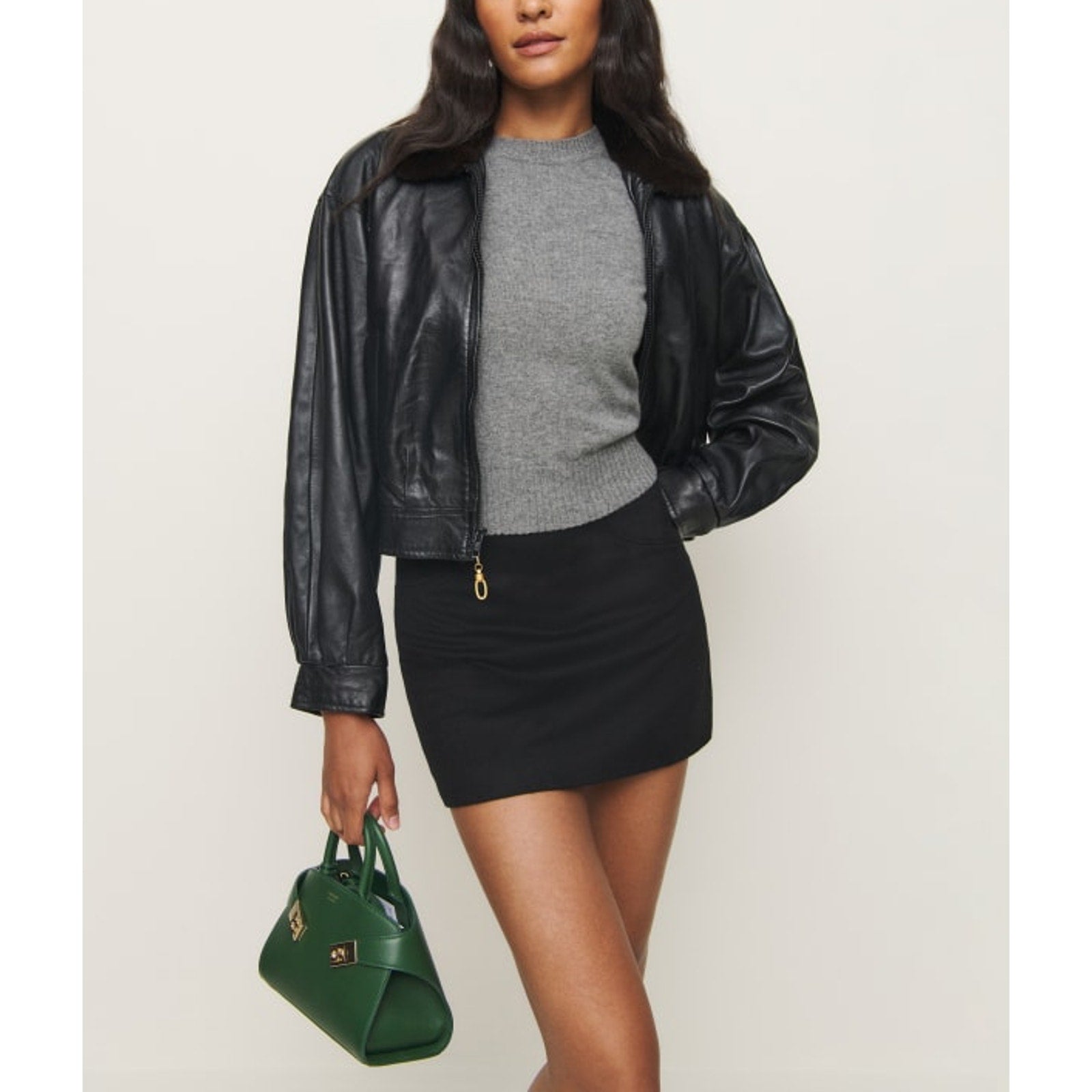 Reformation 'Petites' Black Polyester Buxton Skirt Size 4