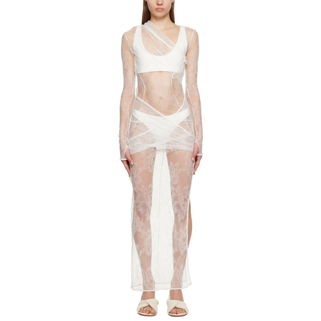 Jacquemus Le Papier 'La Robe Piombone' White Polyamide Maxi Dress Size 44