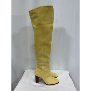 Sézane 'Anaelle' Yellow Leather Thigh High Boots Size 6