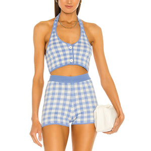 Majorelle 'Addy' Blue Cropped Halter Top Size S