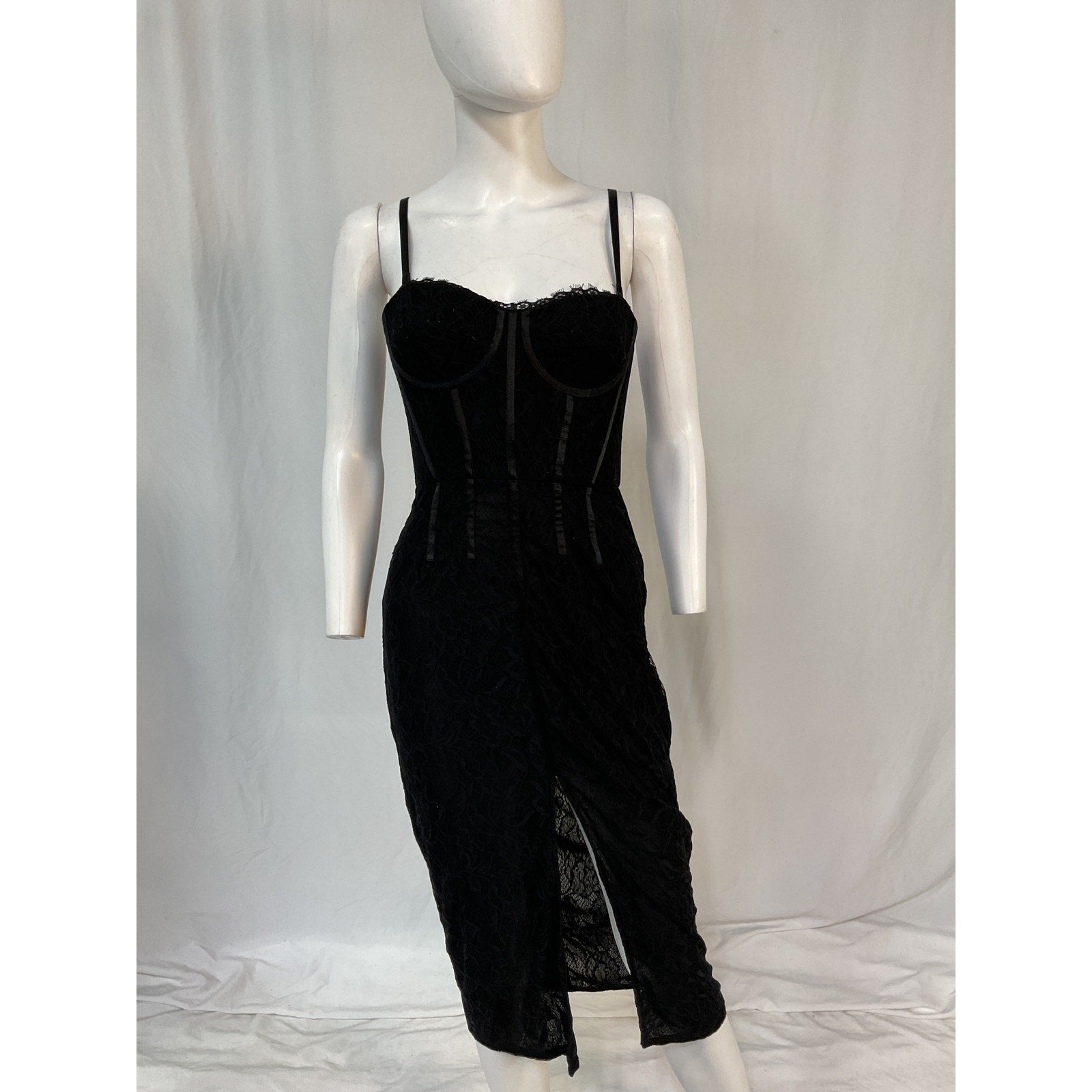 Simkhai x Revolve Black Polyamide Lace Bustier Midi Dress Size XS