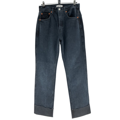 Re/Done Relaxed Black High Rise Loose Long Denim Jeans Size 27