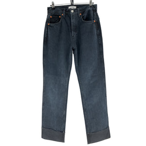 Re/Done Relaxed Black High Rise Loose Long Denim Jeans Size 27