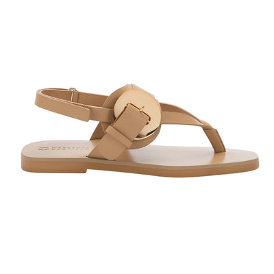 Mercedes Castillo Minimalist Tan Astra Sandals Size 10