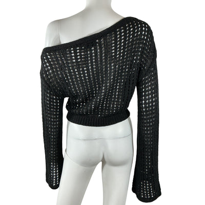 L'Academie Crochet Black Odilie Sweater Size M