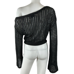 L'Academie Crochet Black Odilie Sweater Size M