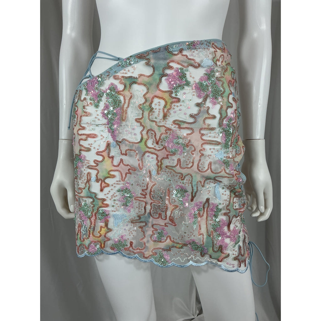 For Love & Lemons 'Monique' Blue Mini Skirt Size S