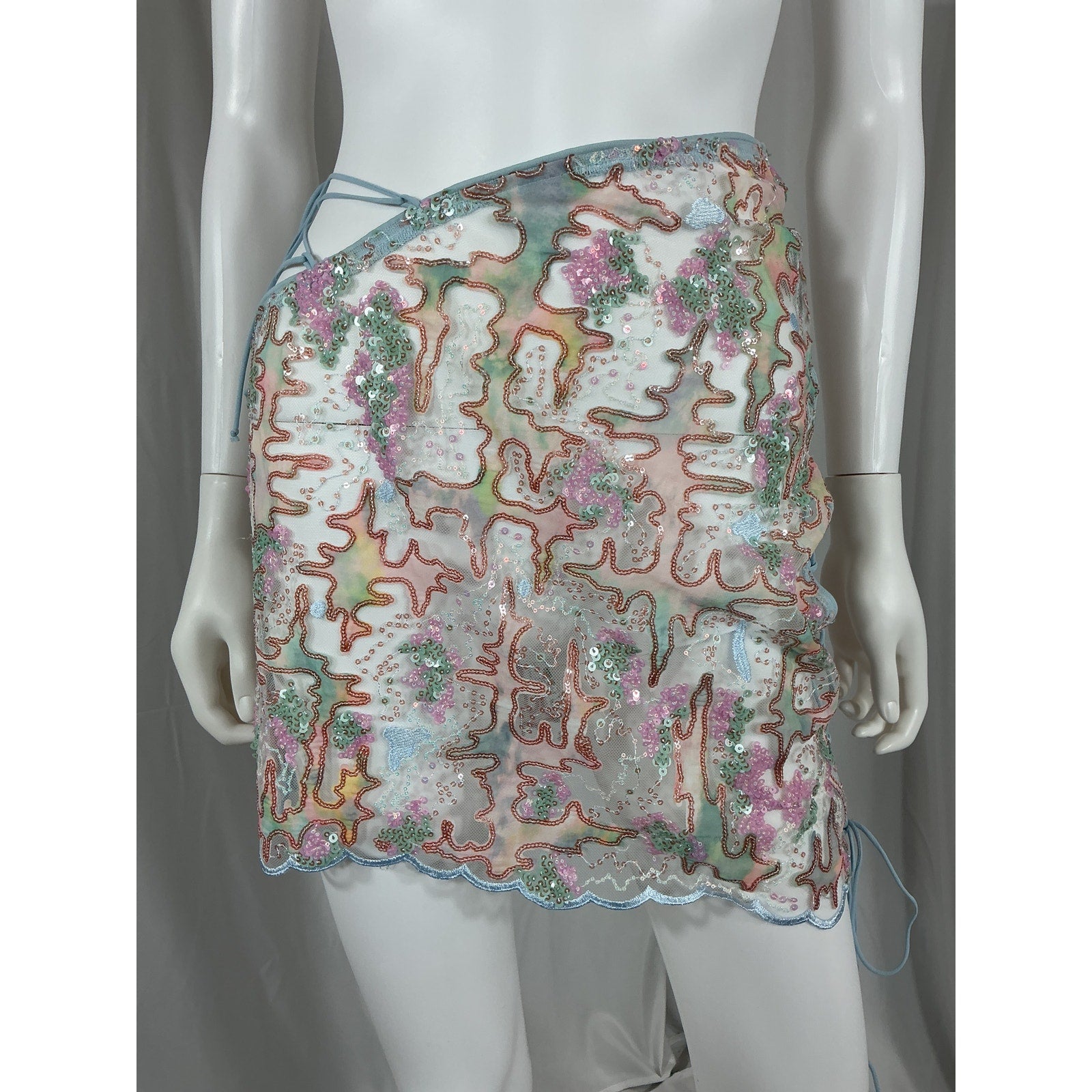 For Love & Lemons 'Monique' Blue Mini Skirt Size S