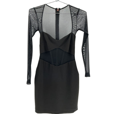 Nookie Long Sleeve Black Sade Mini Dress Size XS