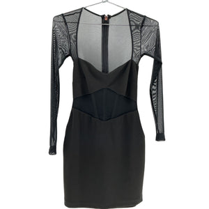 Nookie Long Sleeve Black Sade Mini Dress Size XS