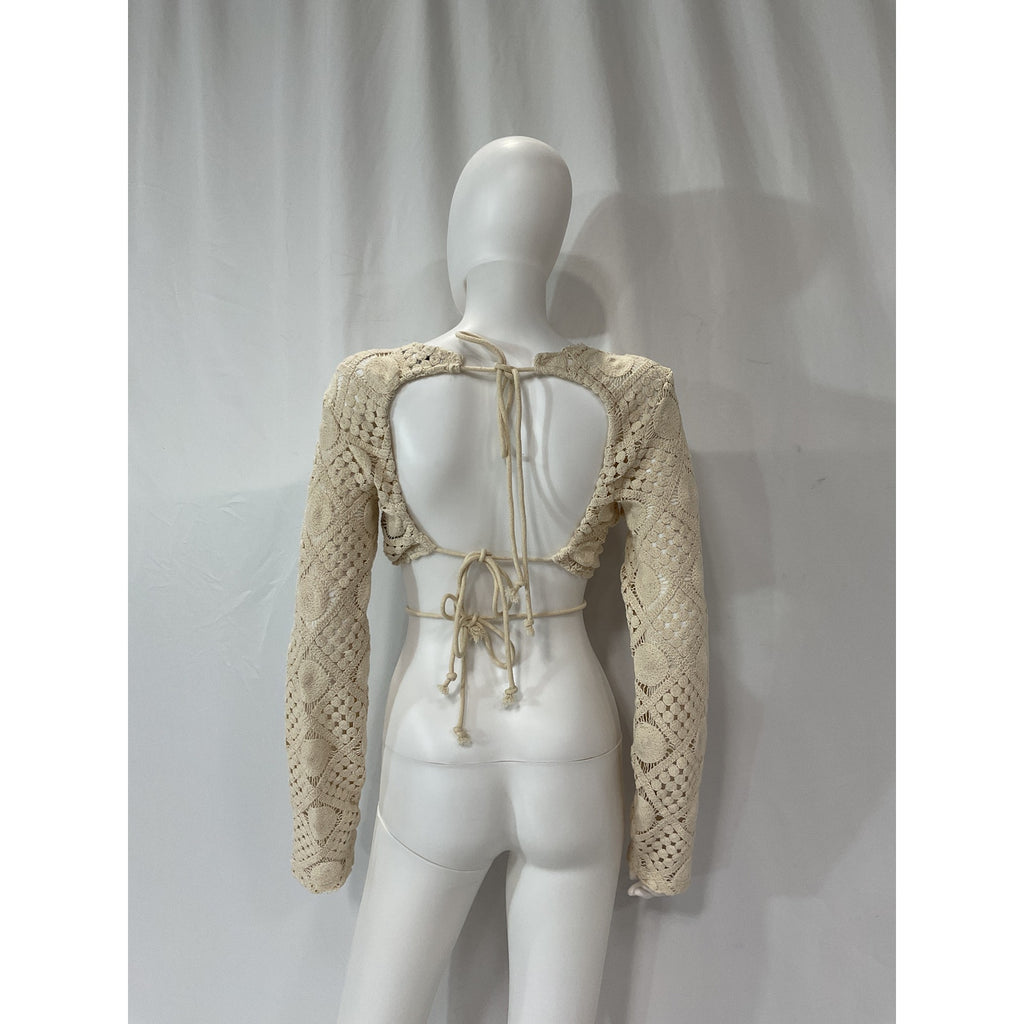 Andrea Iyamah 'Hira' White Crochet Top Size M