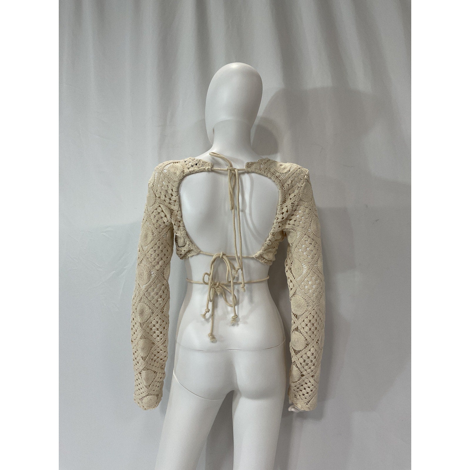 Andrea Iyamah 'Hira' White Crochet Top Size M
