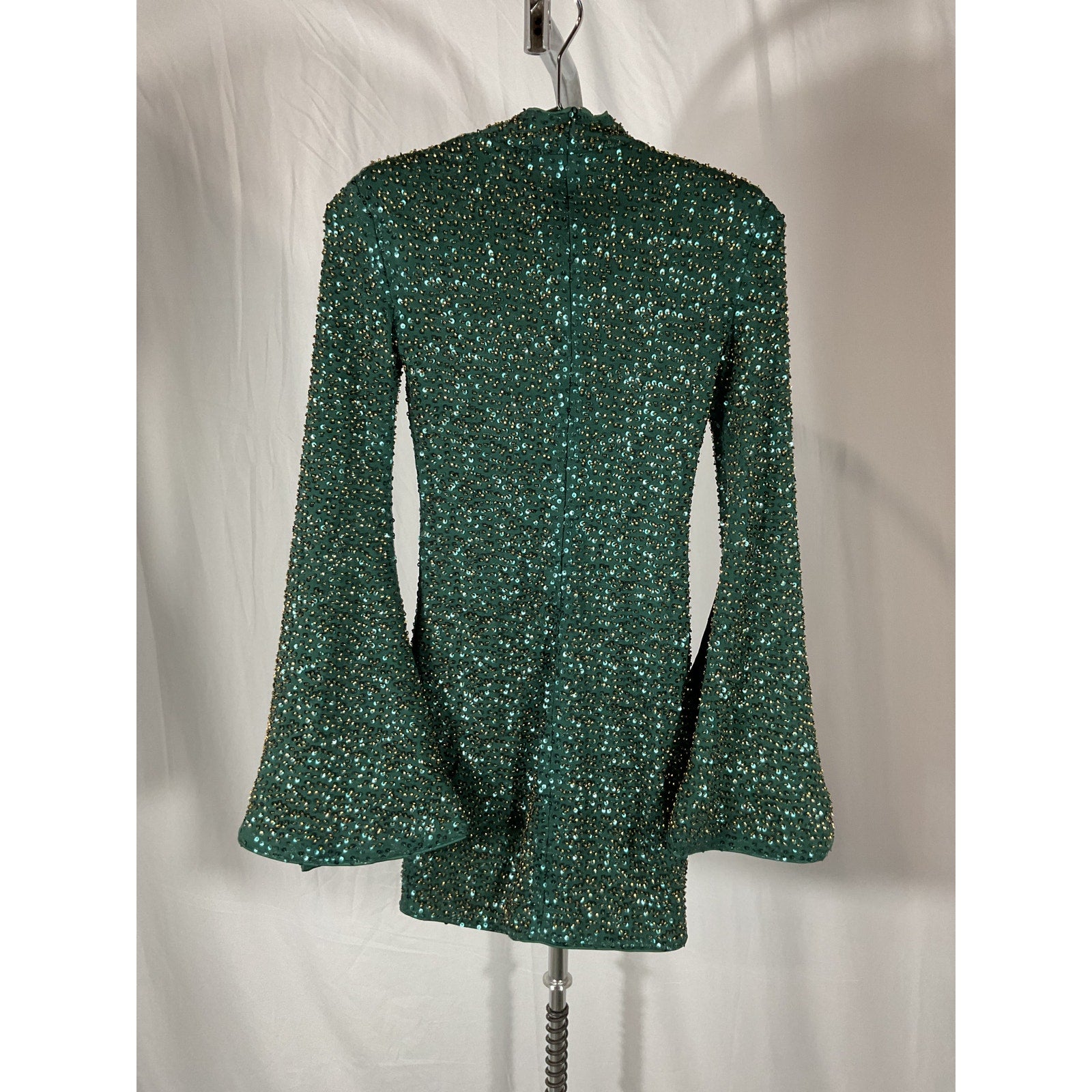 Michael Costello x Revolve 'Mr. Gibson' Green Bead Embellished Mini Dress Size XXS