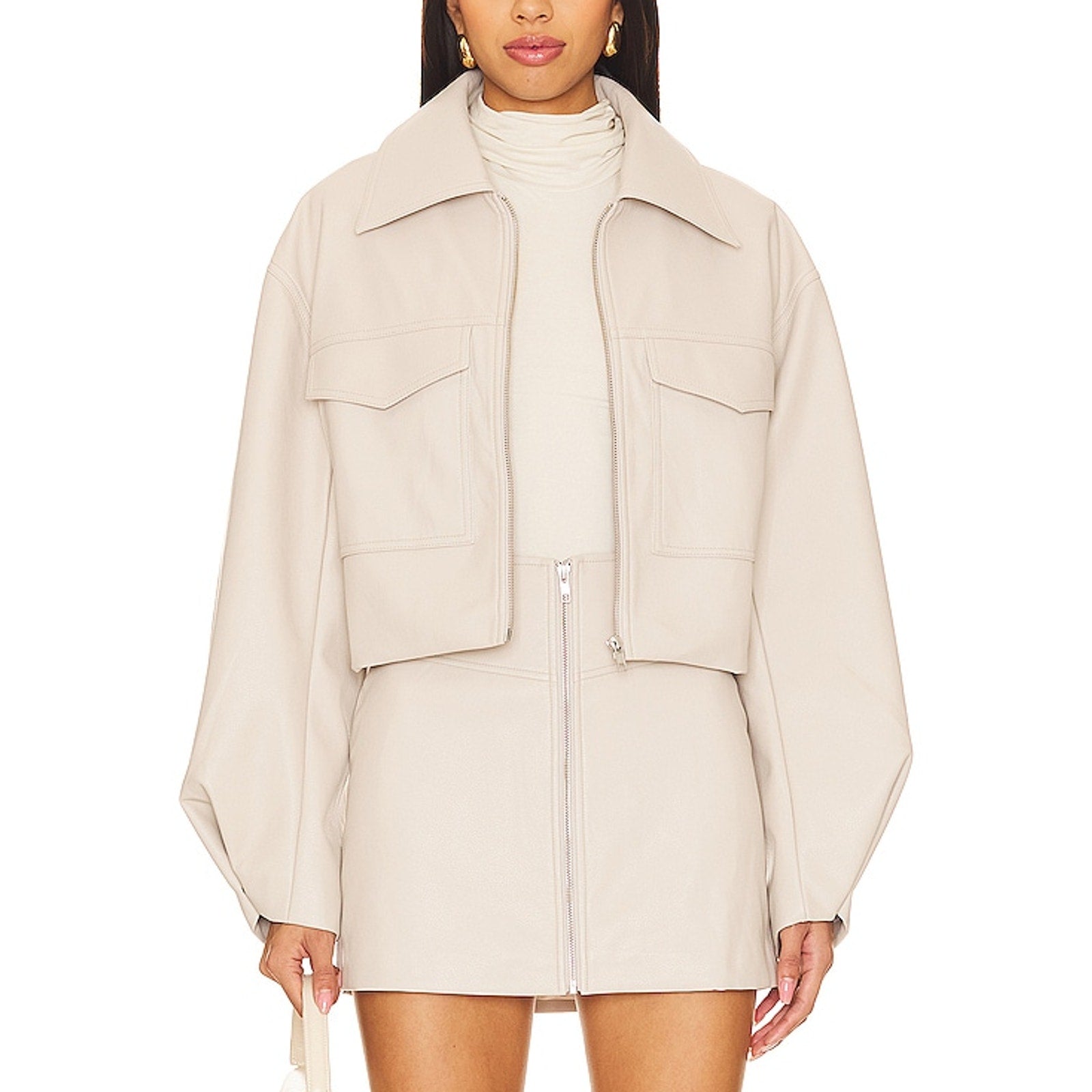 Astr The Label 'Tracy' White Polyurethane Jacket Size XS