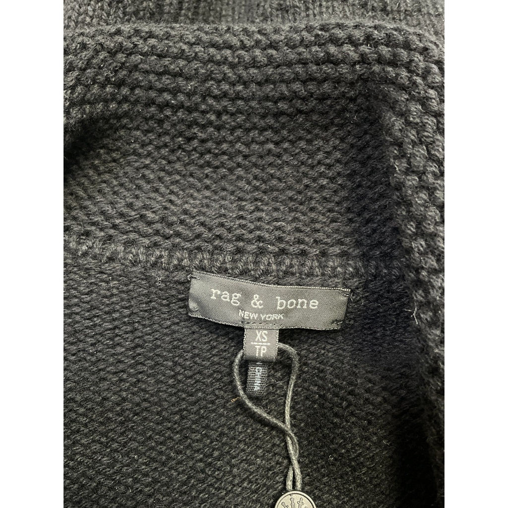 Rag & Bone 'Danica' Black Wool Wool-Cashmere Polo Sweater Size XS