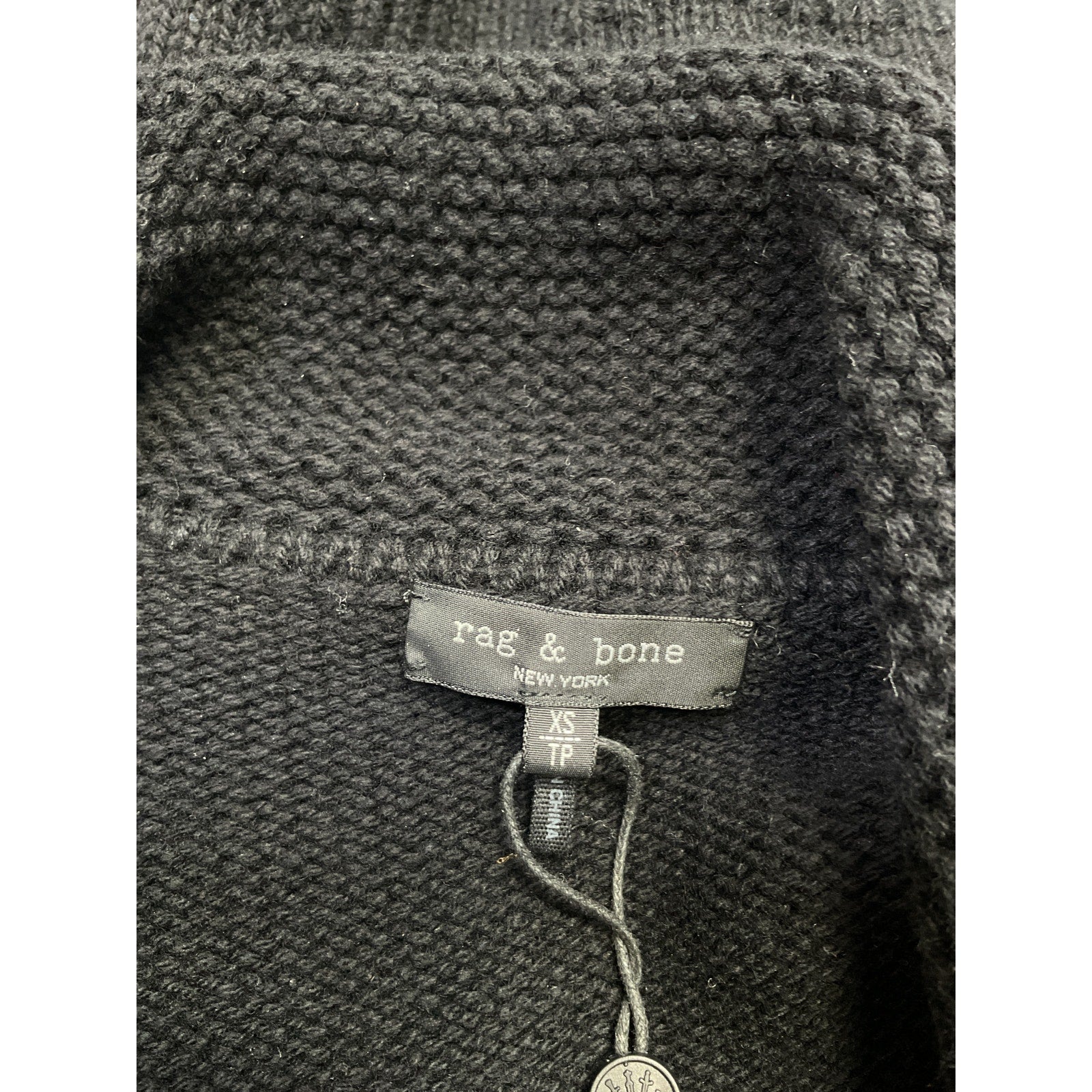 Rag & Bone 'Danica' Black Wool Wool-Cashmere Polo Sweater Size XS