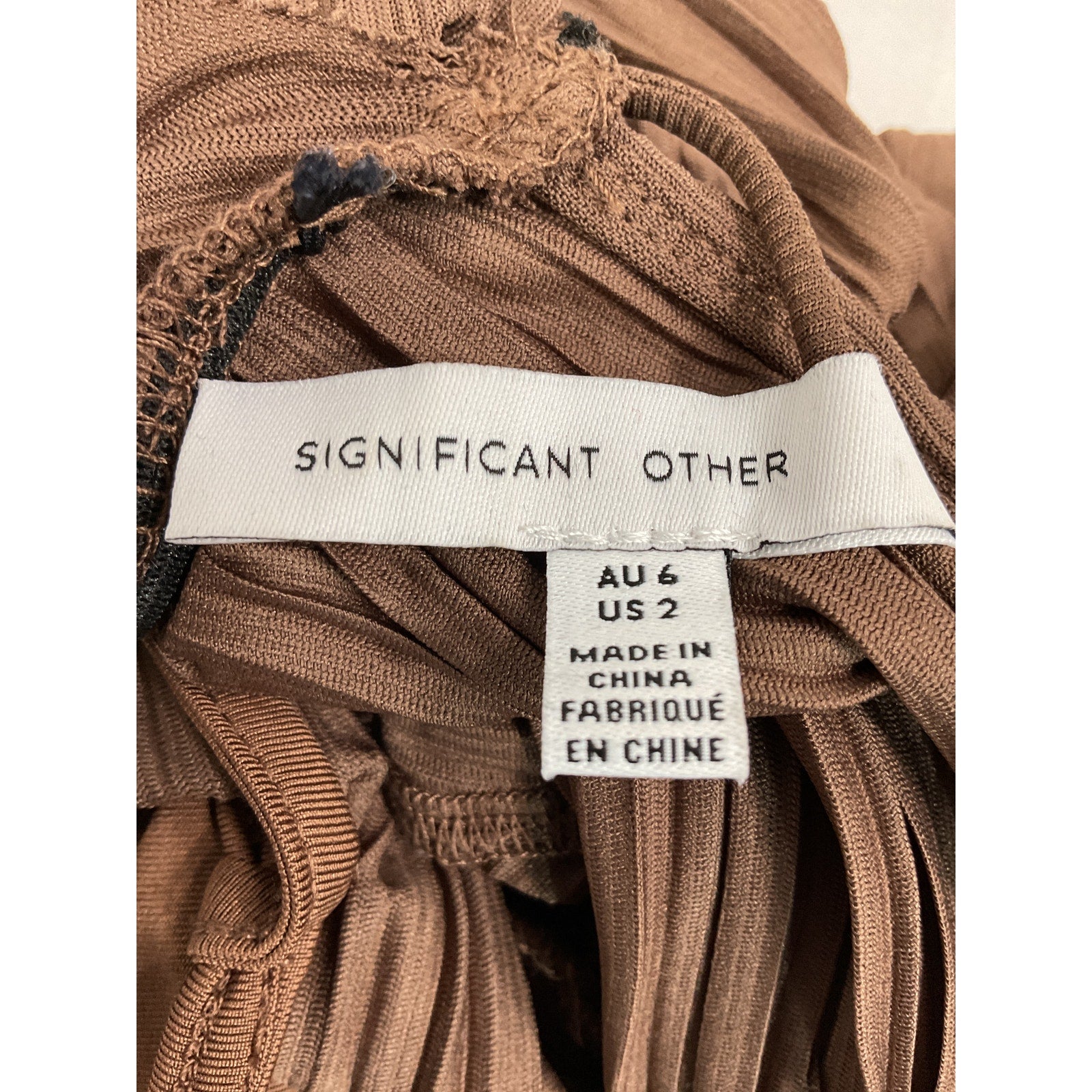 Significant Other 'Adeline' Brown Plisse Top Size 2