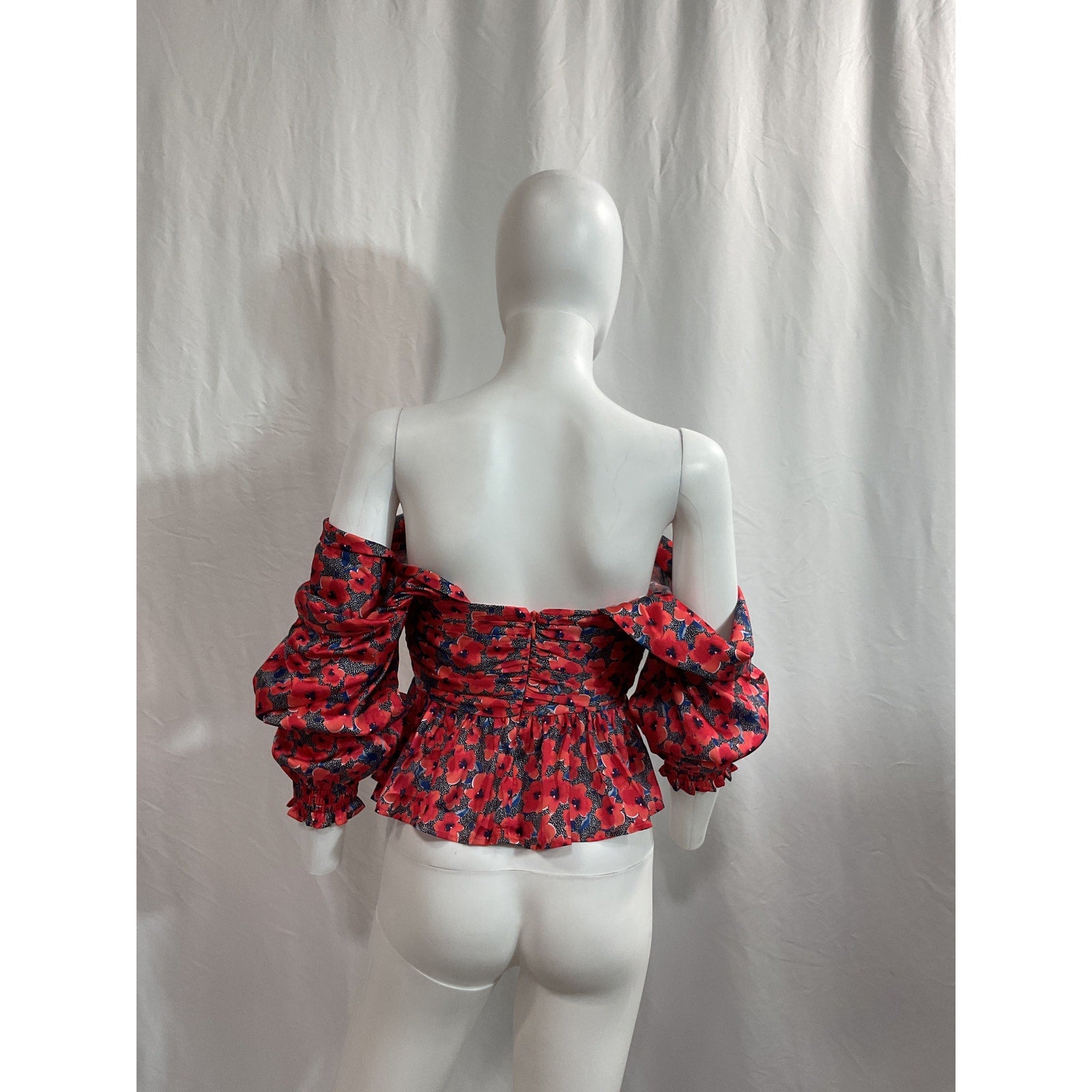 House Of Harlow 1960 x Revolve 'Burna' Red Satin Off Shoulder Blouse Size XS