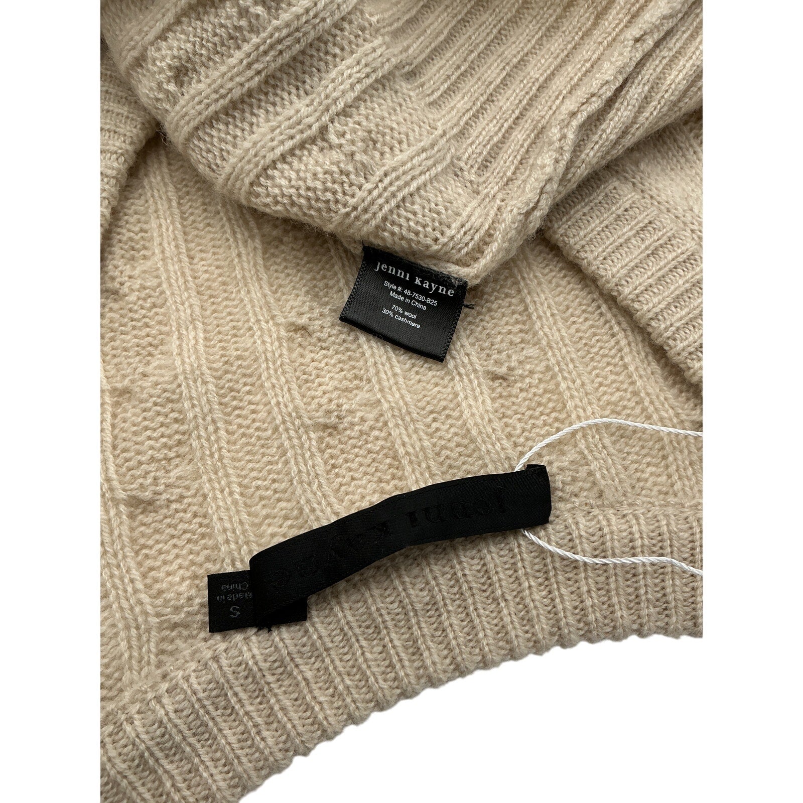 Jenni Kayne 'Nell' Beige Wool V-Neck Sweater Size S