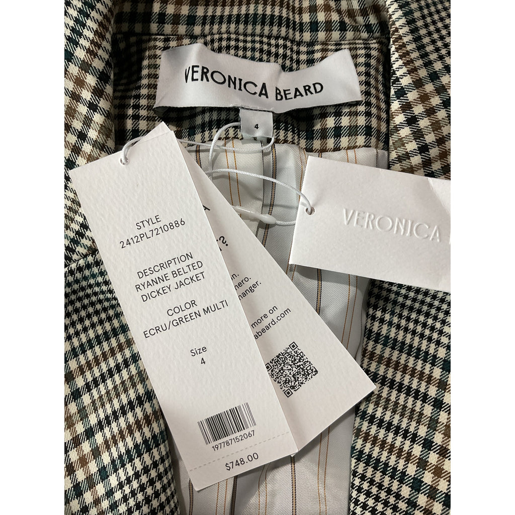 Veronica Beard 'Ryanne' White Polyester Belted Dickey Jacket Size 4 - NWT
