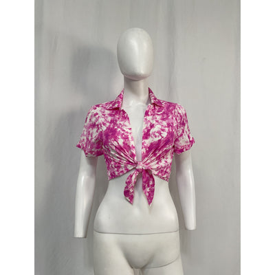 For Love & Lemons 'Devon' Pink Viscose Crop Top Size S
