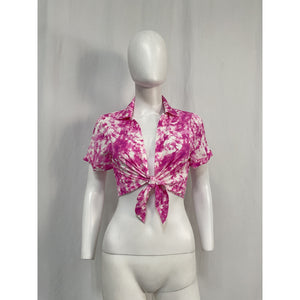 For Love & Lemons 'Devon' Pink Viscose Crop Top Size S