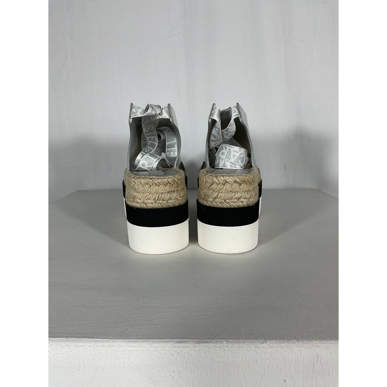 Stella Mccartney 'Gaia' Silver Leather Wrinkly Metallic Sandal Size 9