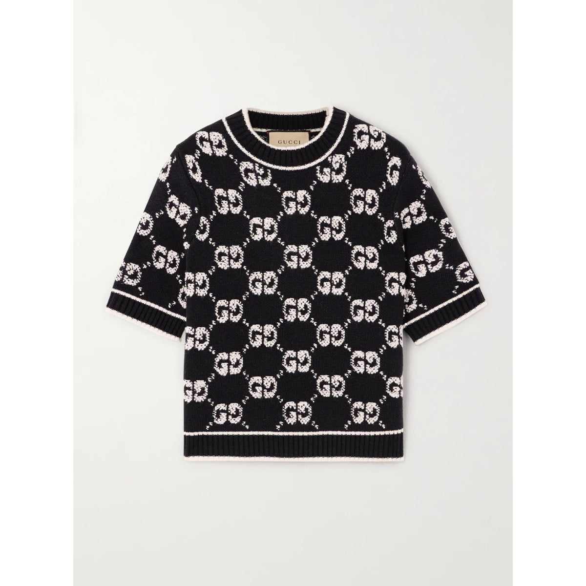 Gucci Monogrammed Black Gg Jacquard Boucle Sweater Size L