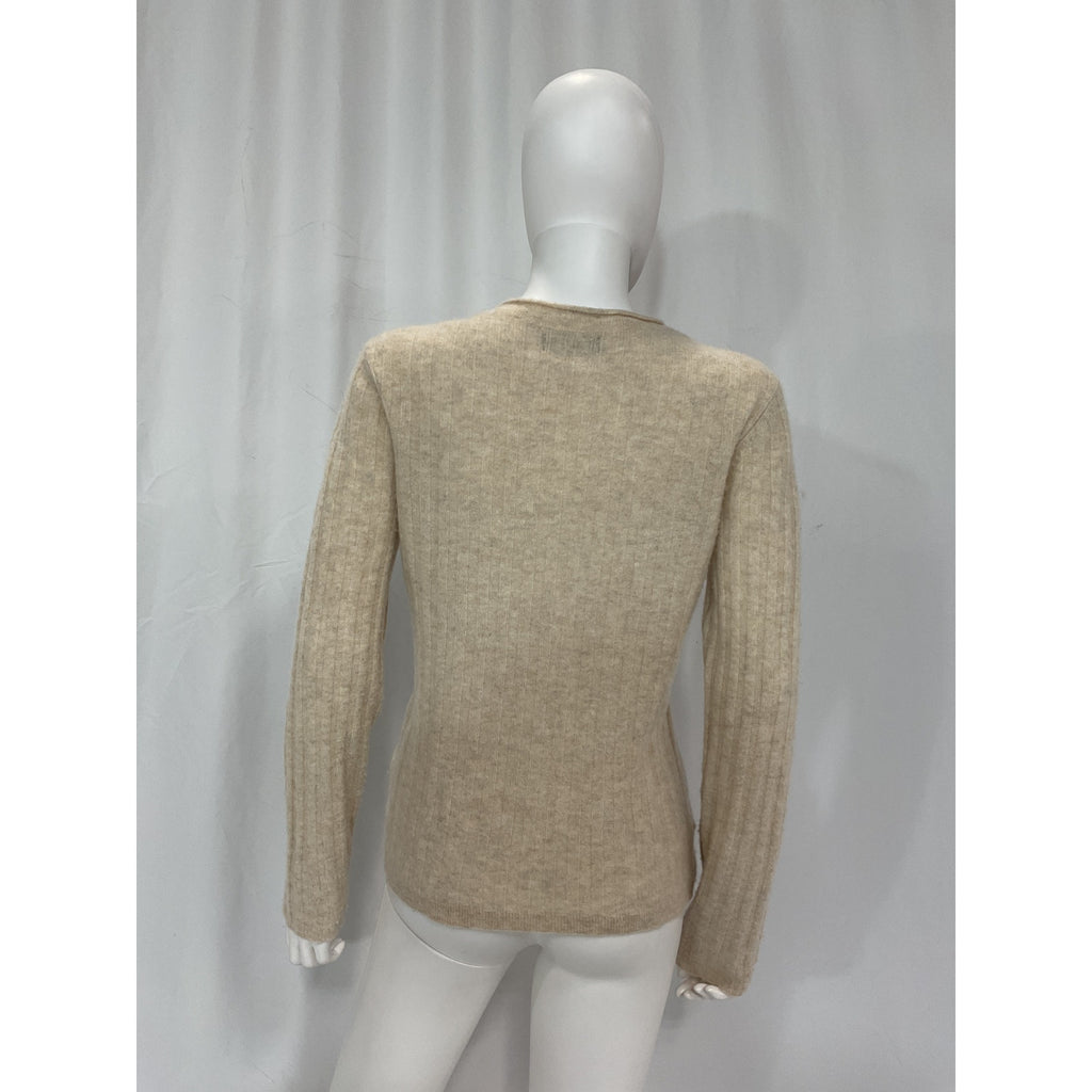 Naadam 'Cashmere' Tan Ribbed Crewneck Sweater Size M