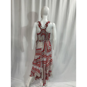Derek Lam 'Dasha' Red Graphic Print Sleeveless Halterneck Dress Size 6