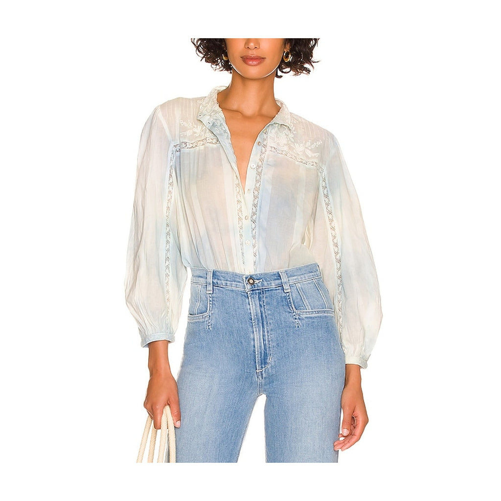 Loveshackfancy 'Ronda' Blue Cotton Top Size M
