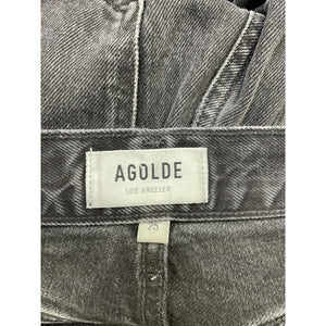 Agolde 'Riley' Black Cotton High Rise Straight Crop Denim Jean Size 25
