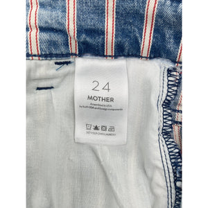 Mother Striped Denim Light Stud Finder Sneak Denim Jeans Size 24