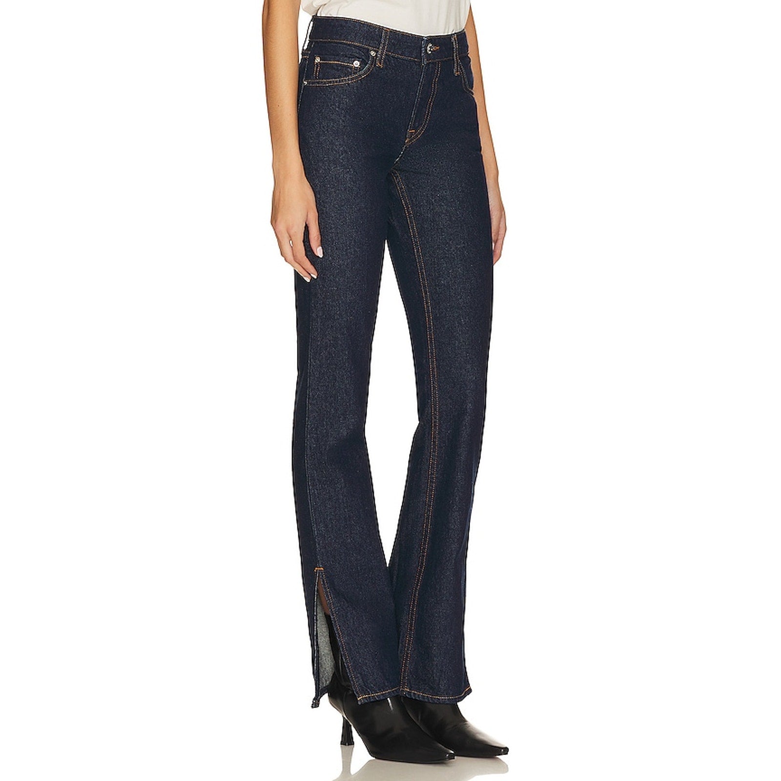 Grlfrnd 'Hailey' Blue Cotton Low Rise Slim Boot With Slit Hem Denim Jean Size 26