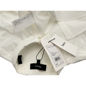 Theory Sheer White Tie Cuff Pinstripe Shirt Size P