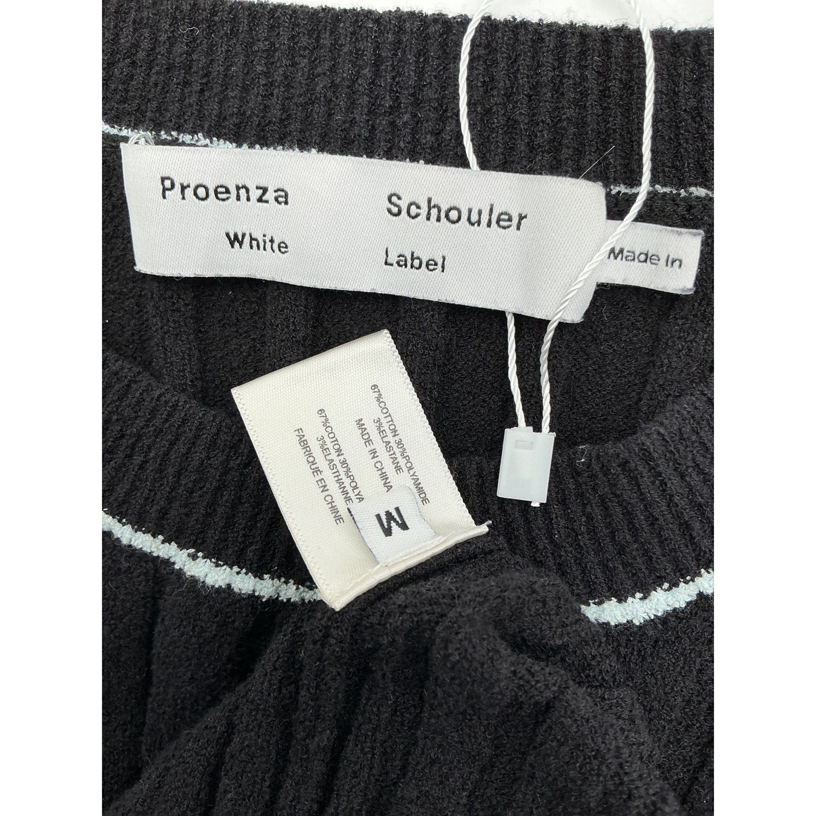 Proenza Schouler 'Fine' Black Cotton Boucle Top Size M