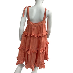 Sézane Ruffled Peach Oriane Dress Size 8