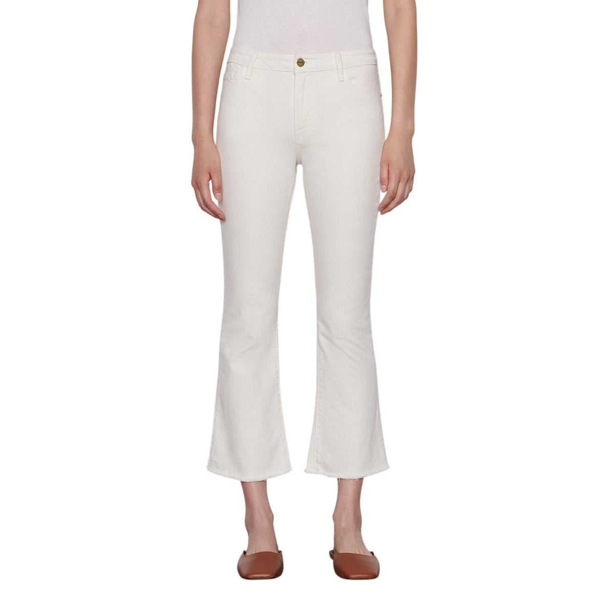 Frame Chic Cream Le Crop Mini Boot Denim Jeans Size 24