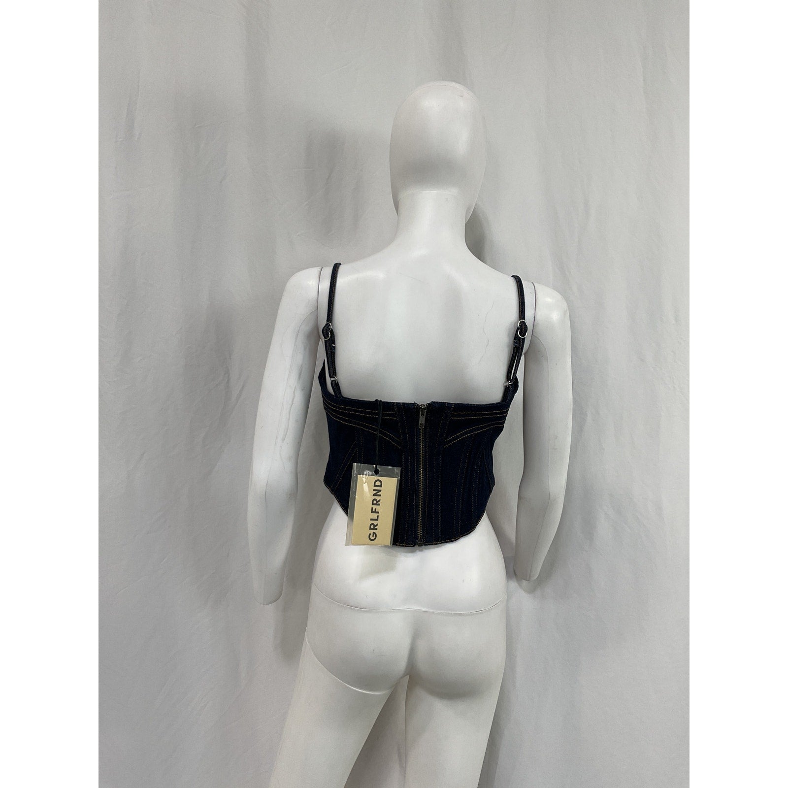 Grlfrnd Denim Bustier Blue Cotton Top Size M - NWT