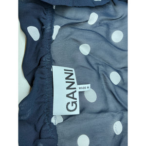 Ganni Sheer Polka Dot Black Viscose Long Sleeve Blouse Size 2