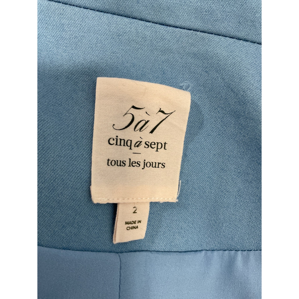 Cinq A Sept 'Louisa' Blue Padded Shoulders Jacket Size 2