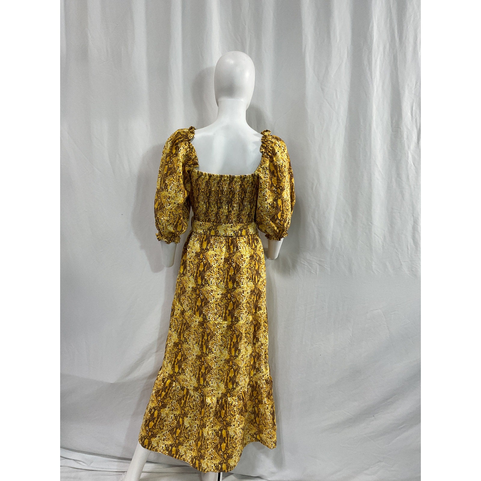 Faithfull 'The Brand' Yellow Rumi Midi Dress Size M